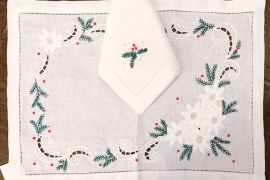 Christmas placemat & Napkin set-Bouquet embroidery